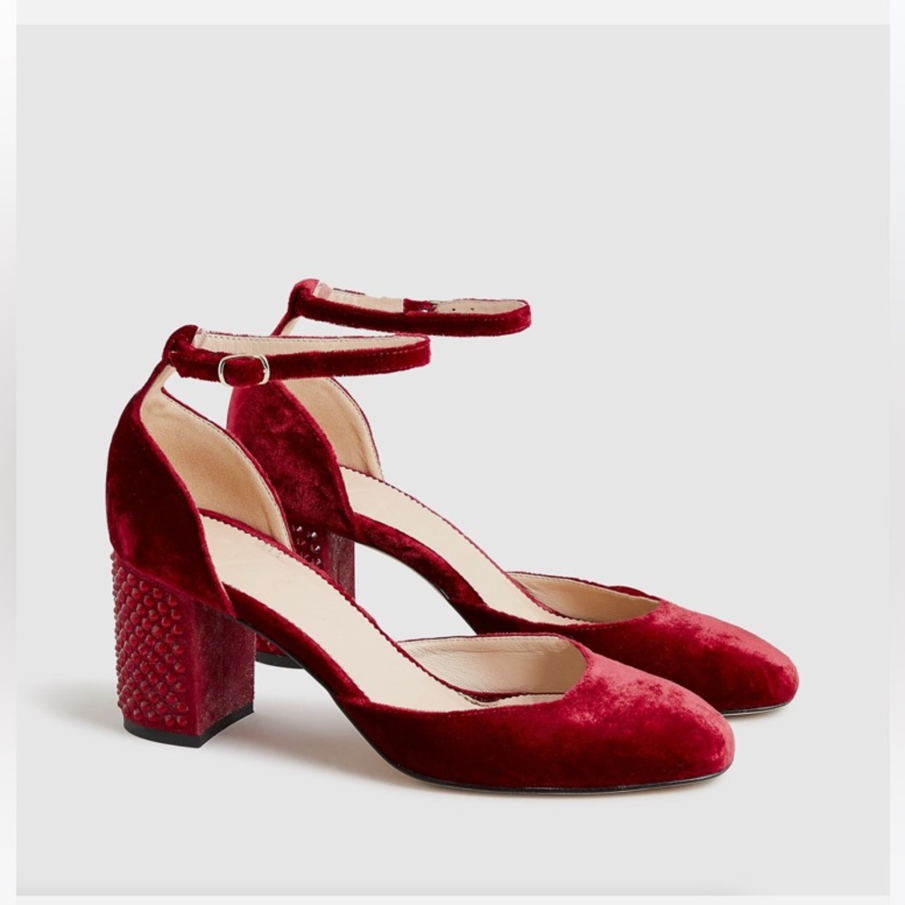 New: J Crew Maisie Studded Heels in Velvet. Size 6.5